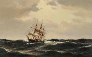 Carl Bille A ship in stormy waters France oil painting artist